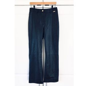 St. John Black Leather Pants Straight Leg Buttery Soft Vintage High Rise Size 6